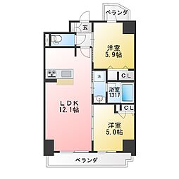 S-RESIDENCE高岳ardent 2LDKの間取図画像