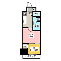パークアクシス新栄 1DKの間取図画像