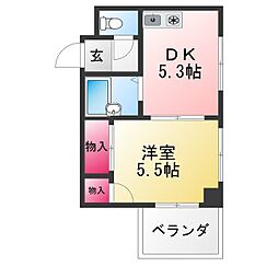 クレスト白壁 1DKの間取図画像