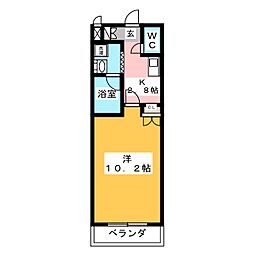 フォレスタ山西 1Kの間取図画像
