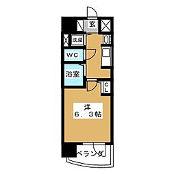プレサンス桜通グレイス 1Kの間取図画像