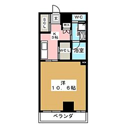 シャトーセルリアン代官町 1Kの間取図画像