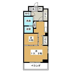 パークサイト泉 1LDKの間取図画像