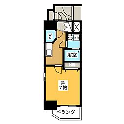 エステムコート名古屋新栄3グローリィ 1Kの間取図画像