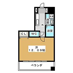 レジディア久屋大通 1Kの間取図画像