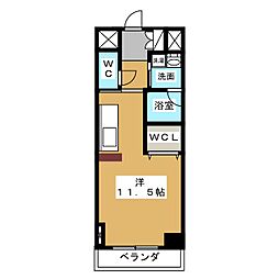 カゾーネアッソ ワンルームの間取図画像