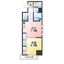 稲垣ビル栄ディアコート白川 1LDKの間取図画像