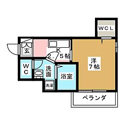 ラ・ルーシュ泉 1Kの間取図画像