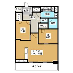 グランルクレ新栄イースト 2LDKの間取図画像