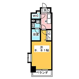 シテイライフ泉 1Kの間取図画像