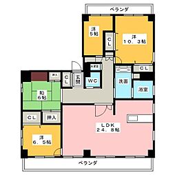 万宝マンション 4LDKの間取図画像