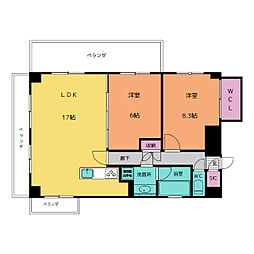 プレディアスタイル白川公園 2LDKの間取図画像