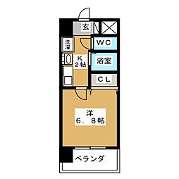プレサンス泉セントマーク 1Kの間取図画像