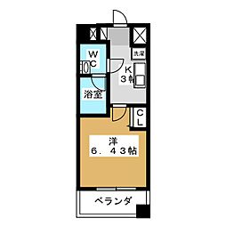 レジディア久屋大通 1Kの間取図画像