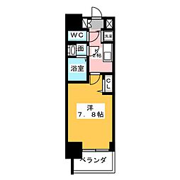 プレサンス丸の内雅殿 1Kの間取図画像