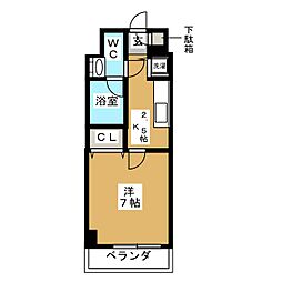 プロシード新栄 1Kの間取図画像