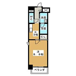 プラチナム 1Kの間取図画像