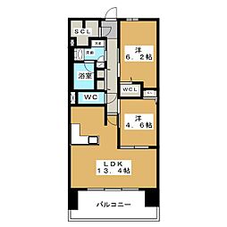 プレサンスグラン丸の内 2LDKの間取図画像