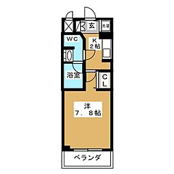 プライムアーバン泉 1Kの間取図画像