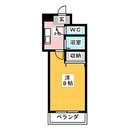 プレズントヨシダ 1Kの間取図画像