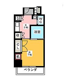 プログレンス栄 1Kの間取図画像