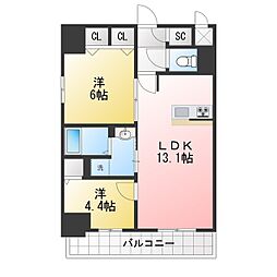 S-RESIDENCE高岳clarity(クラリティ) 2LDKの間取図画像