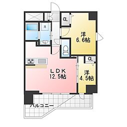 S-RESIDENCE高岳clarity(クラリティ) 2LDKの間取図画像