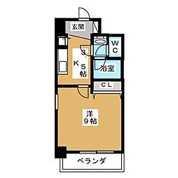 プロシード新栄 1Kの間取図画像