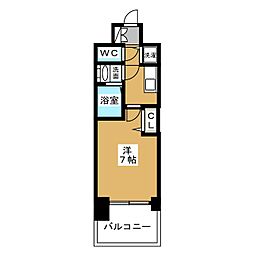 プレサンスジェネ丸の内 1Kの間取図画像