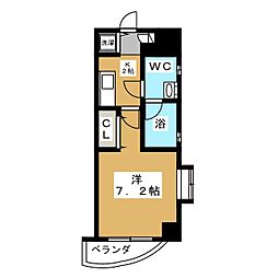 カレント新栄 1Kの間取図画像
