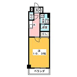 グランルクレ新栄ウエスト 1Kの間取図画像
