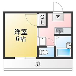 ブルーメゾン白壁 1Kの間取図画像