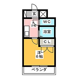 セントラルホーム千早 1Kの間取図画像