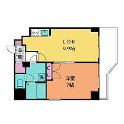 サンリヴァーメゾン 1LDKの間取図画像