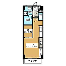アーレックス丸の内2 1LDKの間取図画像