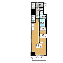 プリフェラブル栄 1LDKの間取図画像