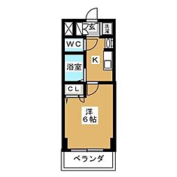 プレサンス泉アーバンゲート 1Kの間取図画像