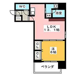 ルシェット白川公園 1LDKの間取図画像