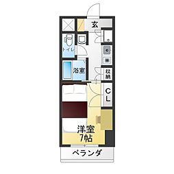 プログレンス栄 1Kの間取図画像