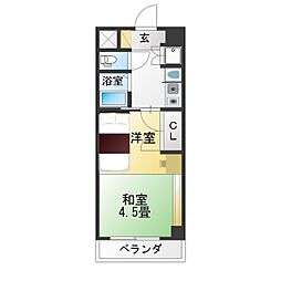 プログレンス栄 1Kの間取図画像