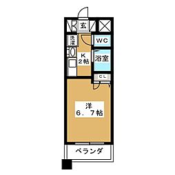 プレサンス泉セントマーク 1Kの間取図画像