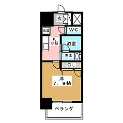 ロンドヴェルチュ白川公園 1Kの間取図画像