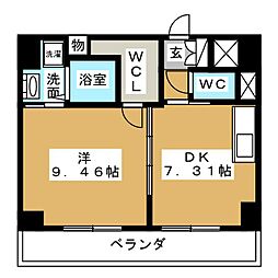 カゾーネアッソ 1LDKの間取図画像