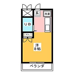 シャトー栄 1Kの間取図画像