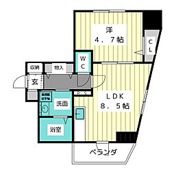 ブロンクス大須 1LDKの間取図画像