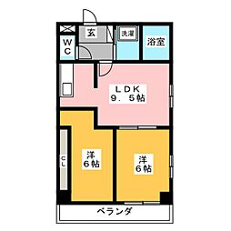 レインボー第3金山 2LDKの間取図画像