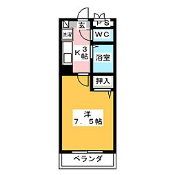 風岡ビル 1Kの間取図画像