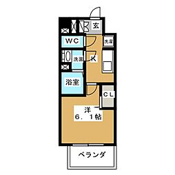 プレサンス広小路通葵 1Kの間取図画像