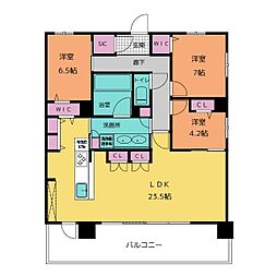 プレサンスグラン丸の内 3LDKの間取図画像