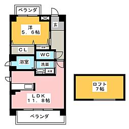 ルミナスサンノバク 3階1LDKの間取り